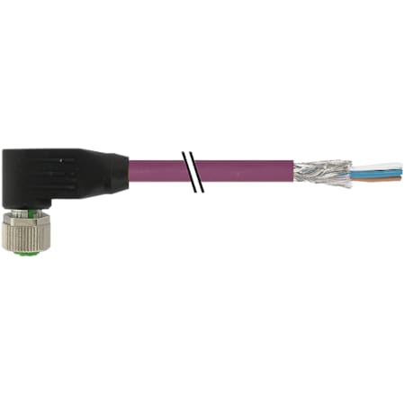 Murrelektronik M12 FEMALE 90 Degree SHIELDED, B CODED , INTERBUS, PUR 3x2x0.25 shielded violet 3m 7000-14271-7990300
